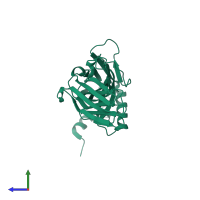 PDB entry 6a9y coloured by chain, side view.
