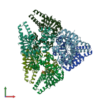 PDB entry 6aa8 coloured by chain, front view.