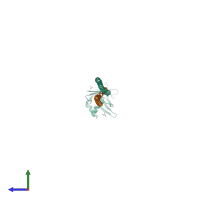 PDB entry 6abo coloured by chain, side view.