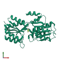 PDB entry 6abp coloured by chain, front view.