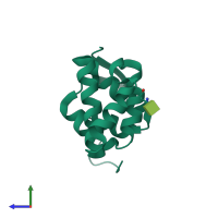 PDB entry 6ac0 coloured by chain, side view.