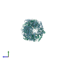 PDB entry 6ac6 coloured by chain, side view.