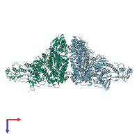 PDB entry 6ac6 coloured by chain, top view.