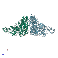 PDB entry 6ac8 coloured by chain, top view.