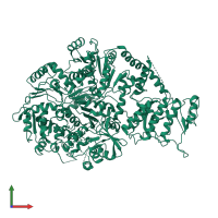 PDB entry 6aca coloured by chain, front view.