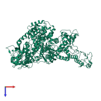 PDB entry 6aca coloured by chain, top view.