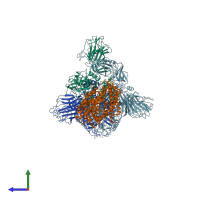 PDB entry 6acj coloured by chain, side view.