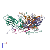 PDB entry 6acu coloured by chain, top view.