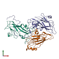 PDB entry 6acw coloured by chain, front view.