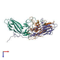 PDB entry 6acw coloured by chain, top view.