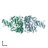 PDB entry 6acx coloured by chain, front view.