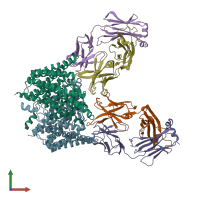 PDB entry 6ada coloured by chain, front view.