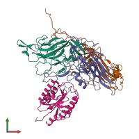 PDB entry 6adl coloured by chain, front view.