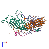 PDB entry 6adt coloured by chain, top view.