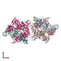 PDB entry 6aeb coloured by chain, front view.