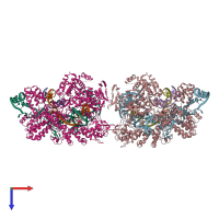 PDB entry 6aeb coloured by chain, top view.