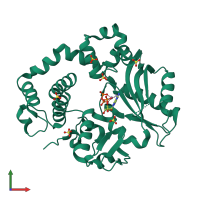PDB entry 6aec coloured by chain, front view.