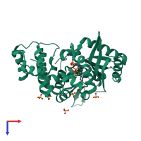 PDB entry 6aec coloured by chain, top view.