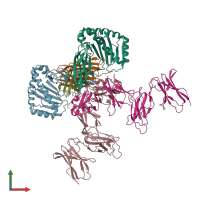 PDB entry 6aee coloured by chain, front view.