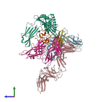 PDB entry 6aee coloured by chain, side view.