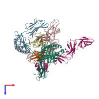 PDB entry 6aee coloured by chain, top view.