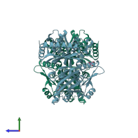PDB entry 6aef coloured by chain, side view.