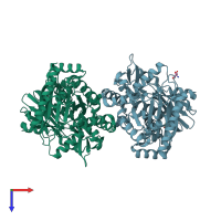 PDB entry 6aef coloured by chain, top view.