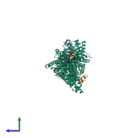 PDB entry 6af0 coloured by chain, side view.