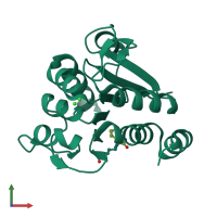 PDB entry 6af5 coloured by chain, front view.