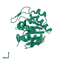PDB entry 6af5 coloured by chain, side view.
