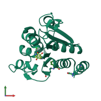 PDB entry 6af9 coloured by chain, front view.