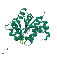 PDB entry 6af9 coloured by chain, top view.