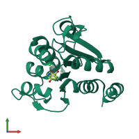 PDB entry 6afa coloured by chain, front view.