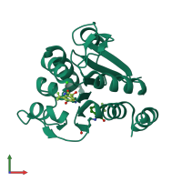 PDB entry 6afe coloured by chain, front view.