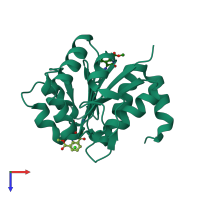 PDB entry 6aff coloured by chain, top view.