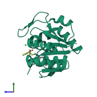 PDB entry 6afi coloured by chain, side view.