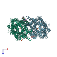 PDB 6afy coloured by chain and viewed from the top.