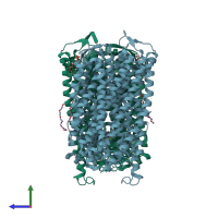 PDB entry 6afz coloured by chain, side view.