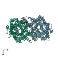 PDB entry 6afz coloured by chain, top view.