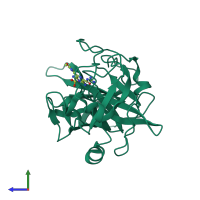 PDB entry 6ag2 coloured by chain, side view.
