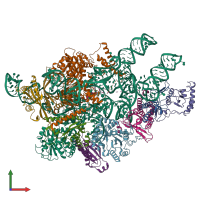 PDB entry 6agb coloured by chain, front view.