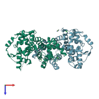 PDB entry 6agi coloured by chain, top view.