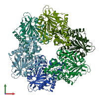 PDB entry 6agq coloured by chain, front view.