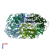 PDB entry 6agq coloured by chain, top view.