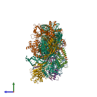 PDB entry 6ahr coloured by chain, side view.