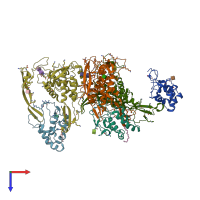 PDB entry 6ahy coloured by chain, top view.