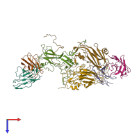 PDB entry 6aj9 coloured by chain, top view.