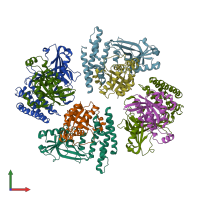 PDB entry 6ajl coloured by chain, front view.