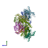 PDB entry 6ajl coloured by chain, side view.