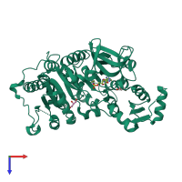 PDB entry 6akd coloured by chain, top view.